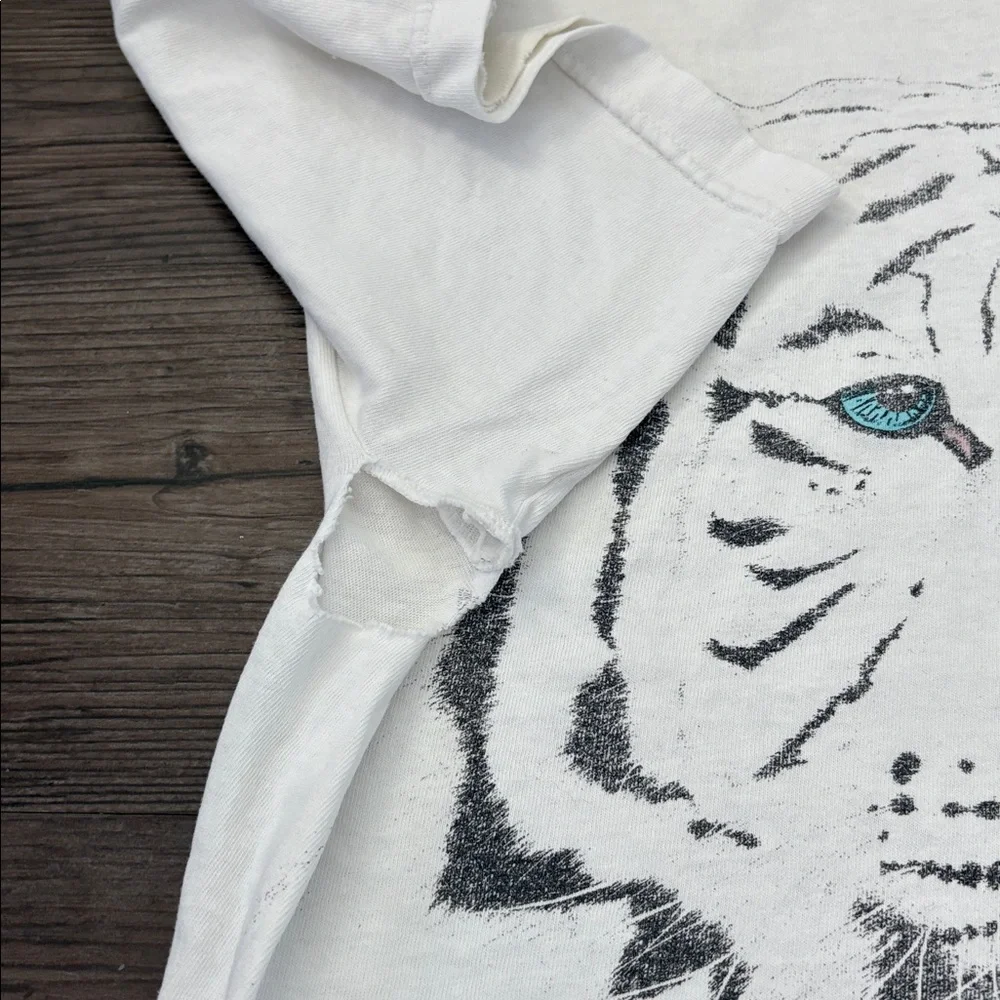 VINTAGE 1990S WHITE TIGER ANIMAL GRAPHIC SHORT SLEEVE TSHIRT MENS 2XL - Picture 5 of 11